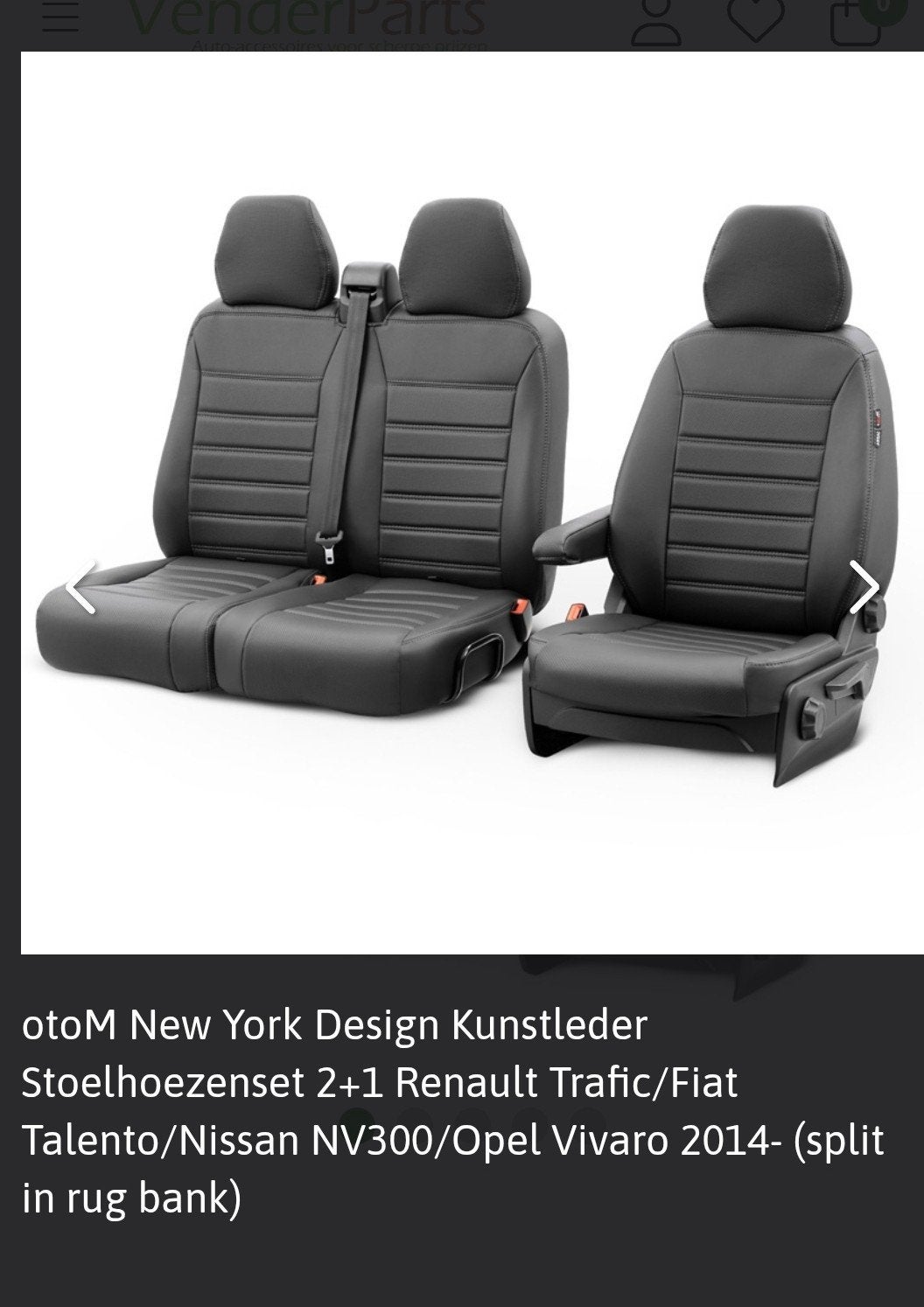 Stoelhoezen set 2+1 Kunstleder Renault Trafic/Opel Vivaro, Ophalen of Verzenden, Nieuw, Renault