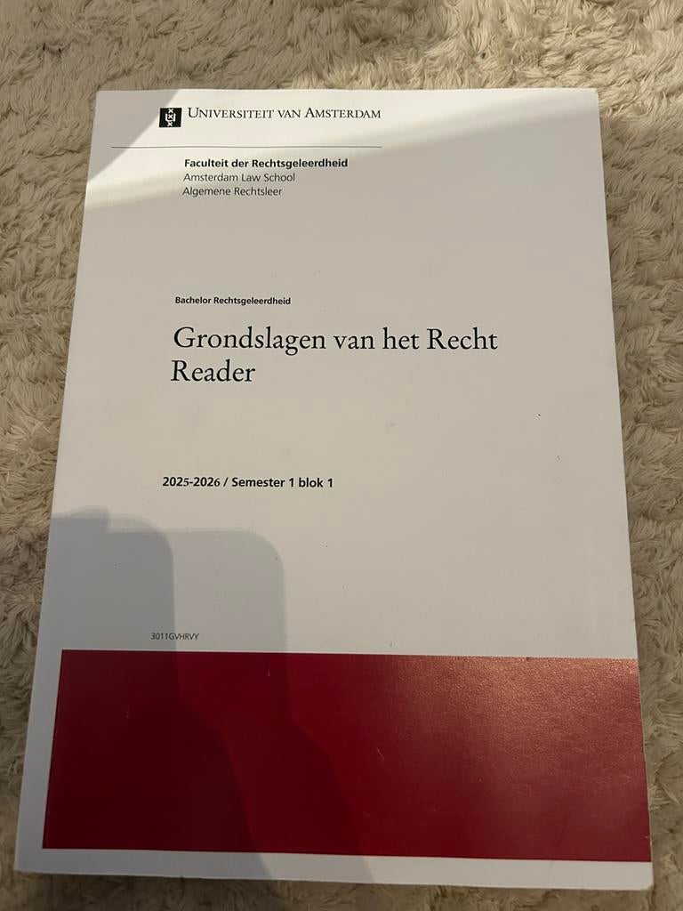 Reader Grondslagen van het Recht Uva 2025-2026, Ophalen of Verzenden, Alpha, Zo goed als nieuw, WO