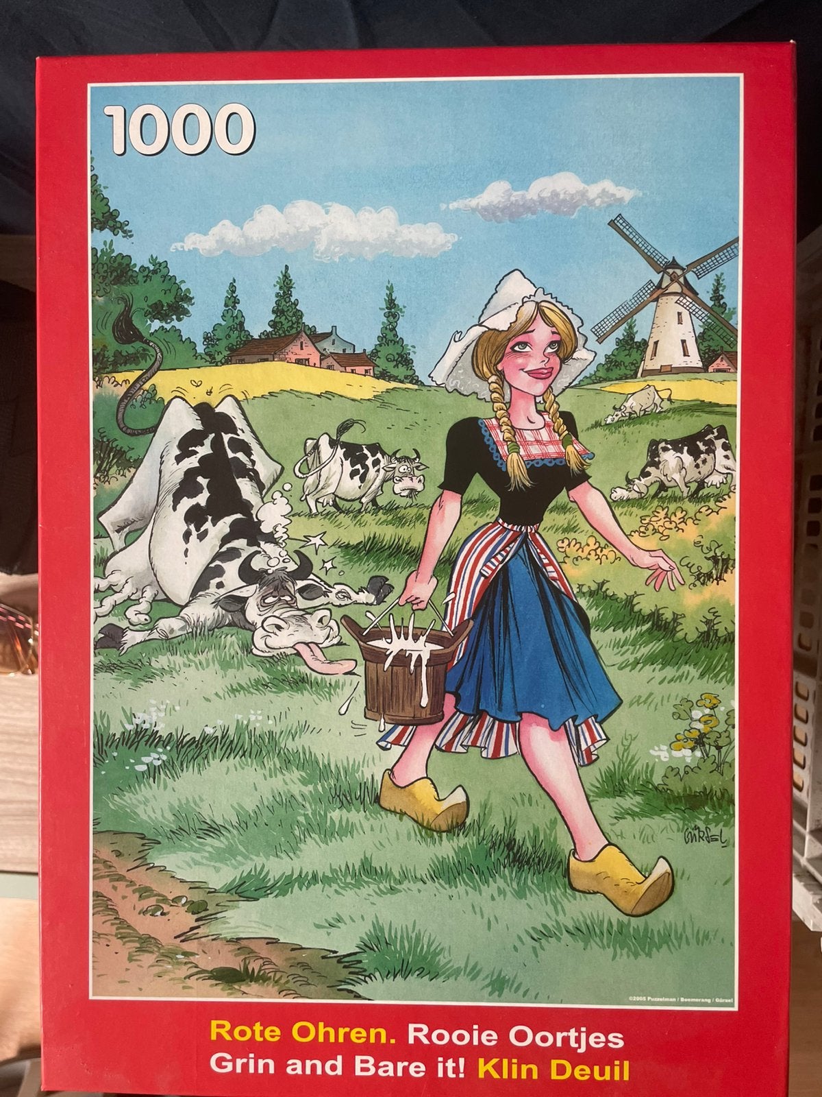 Puzzel Rooie oortjes 1000 stukjes, Hobby en Vrije tijd, Ophalen of Verzenden, 500 t/m 1500 stukjes, Zo goed als nieuw