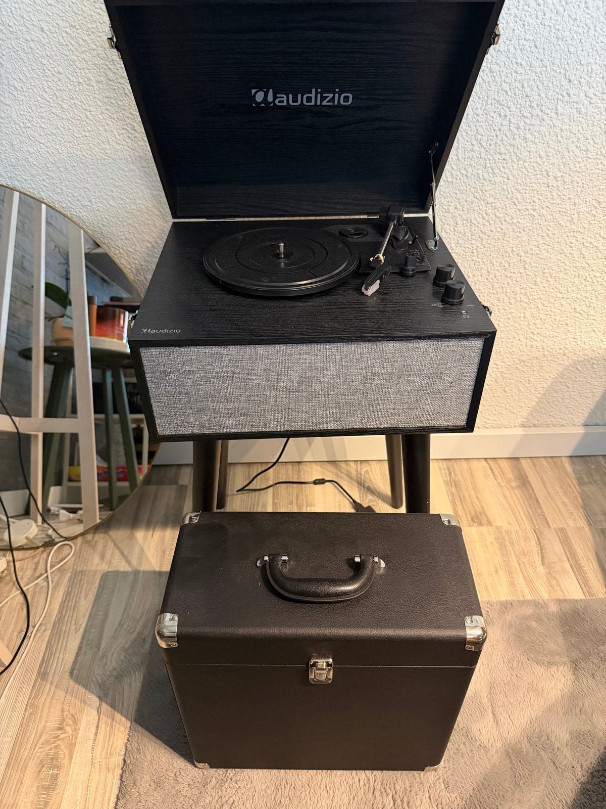 Audizio Fremont Retro Platenspeler + Vinyl Platenkoffer, Ophalen, Nieuw, Platenspeler, Overige merken