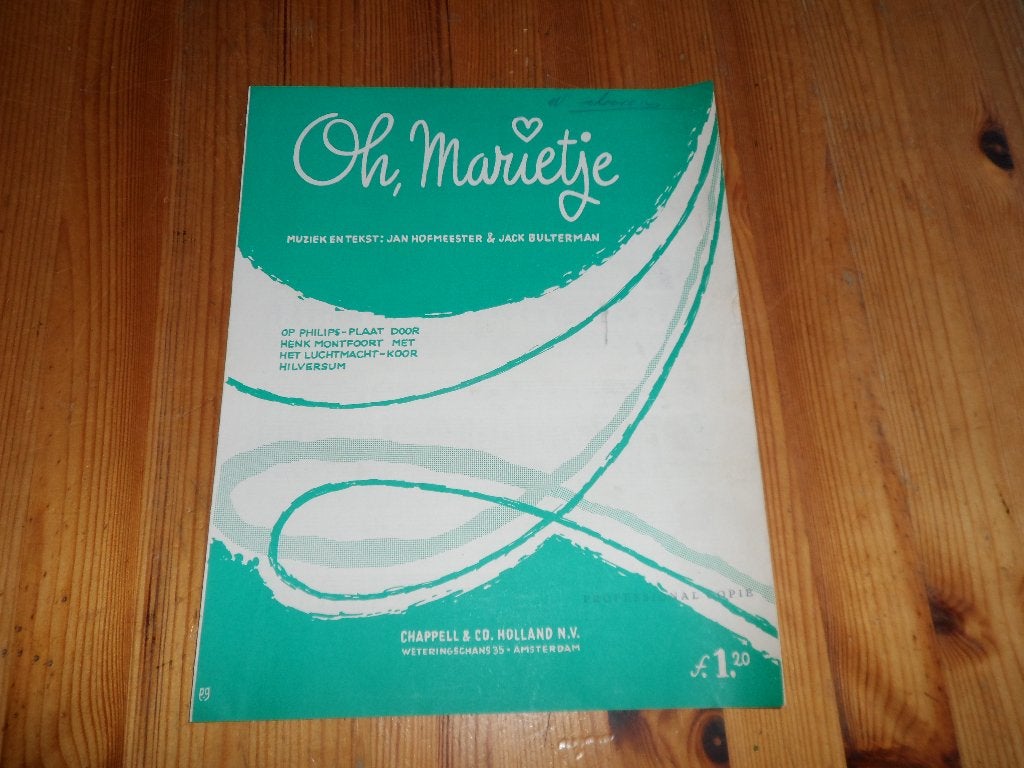 Oh, marietje - als ik vanavond - luchtmacht koor, Gebruikt, Gitaar, Ophalen of Verzenden, Artiest of Componist