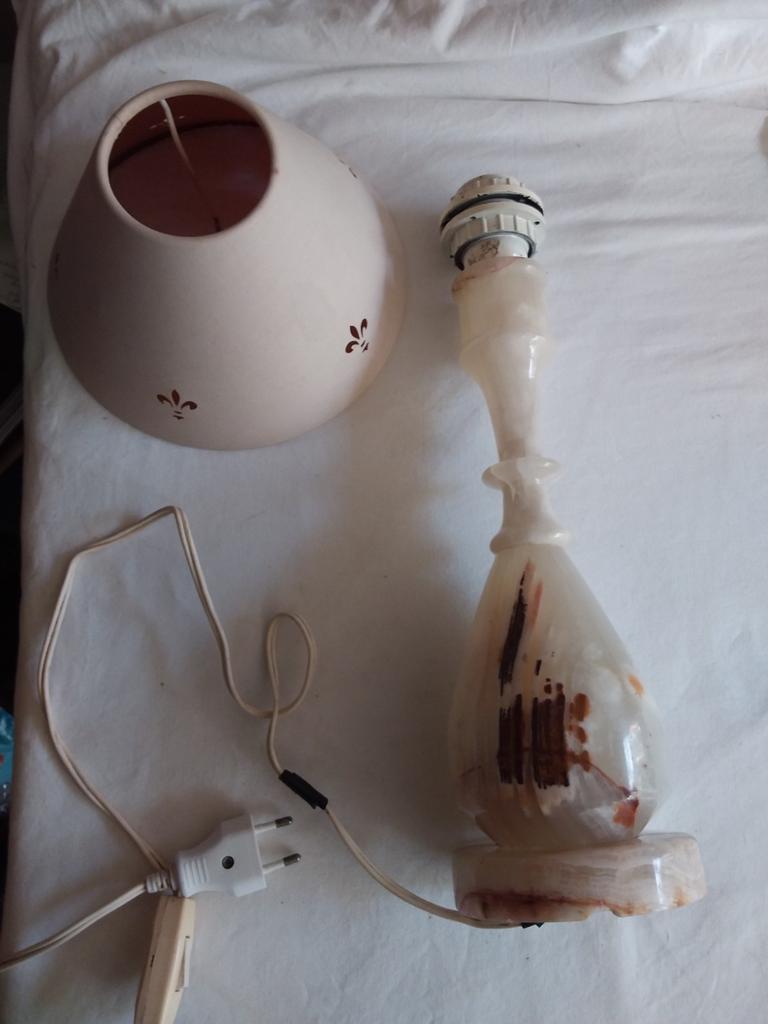 Vintage Engelse marmeren onyx vaaslamp tafellamp 1970 H 45 c, Ophalen of Verzenden