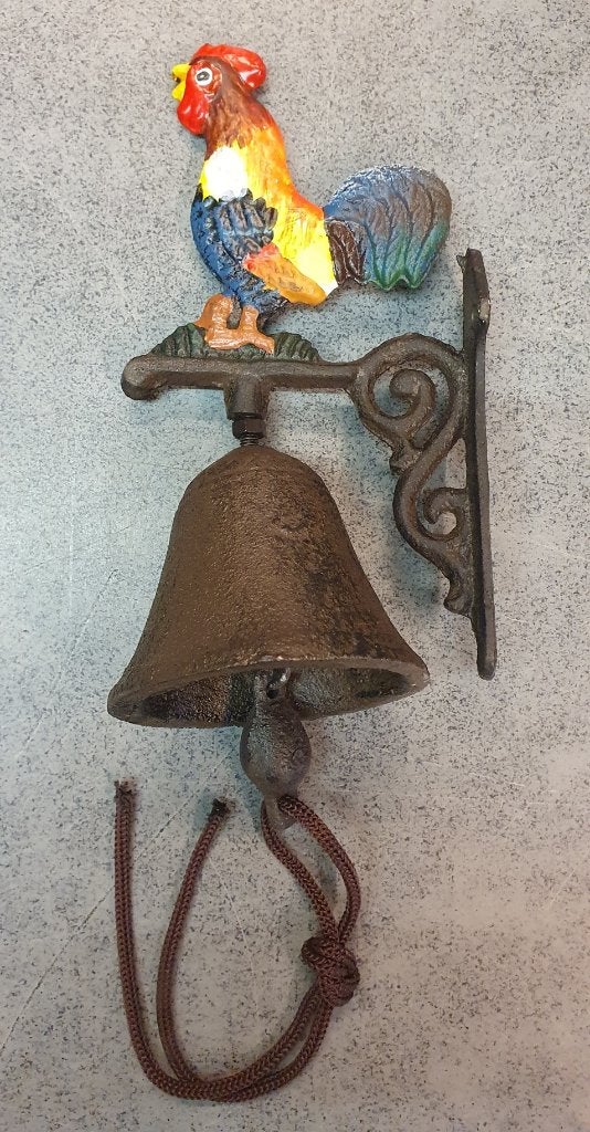 DEURBEL / HAAN/ GIETIJZER / bel 14 cm in doorsnee, Huis en tuin decoratie Marie, Nieuw, Info@huisentuindecoratiemarie.nl, Peize