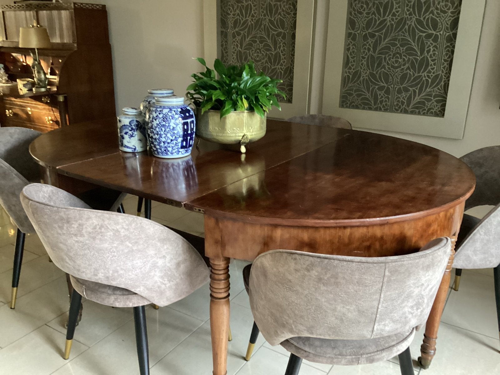 Coulissetafel opknapper - Max 270 cm, 134 cm breed/rond, Antiek en Kunst, Antiek | Meubels | Tafels, Ophalen