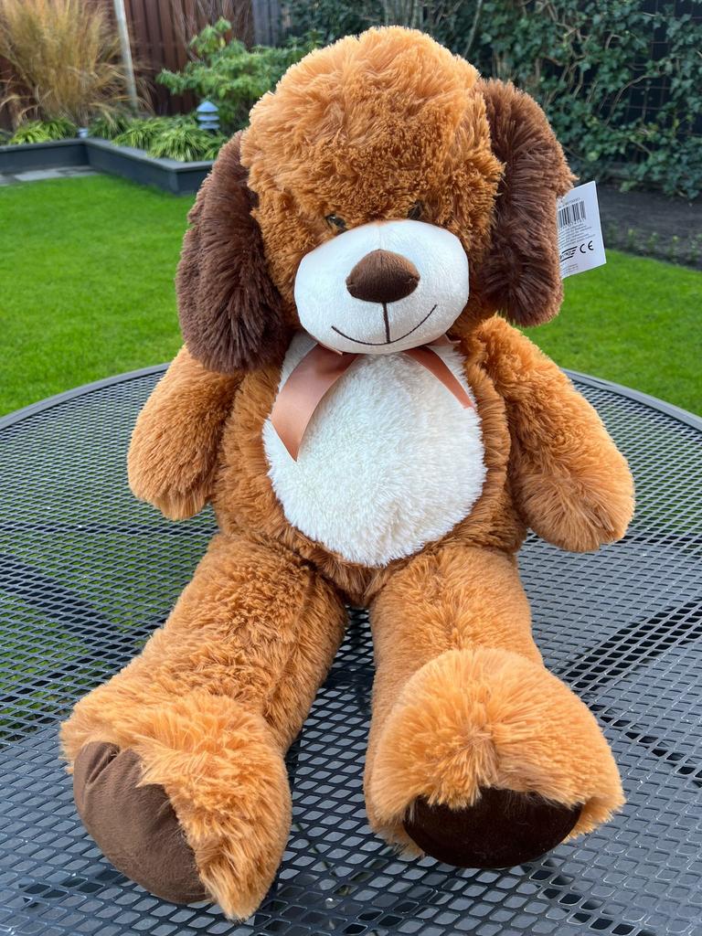Ostoy - Grote, bruine knuffelhond 70cm, Ophalen of Verzenden, Nieuw, Hond