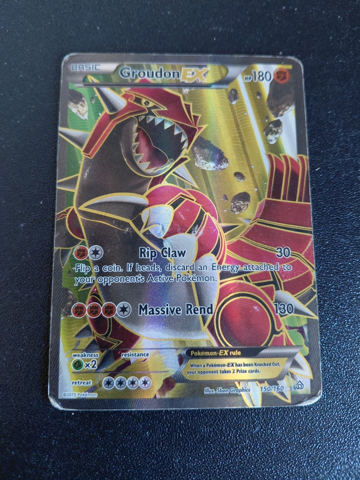 Groudon EX, Ophalen of Verzenden, Gebruikt, Losse kaart, Foil