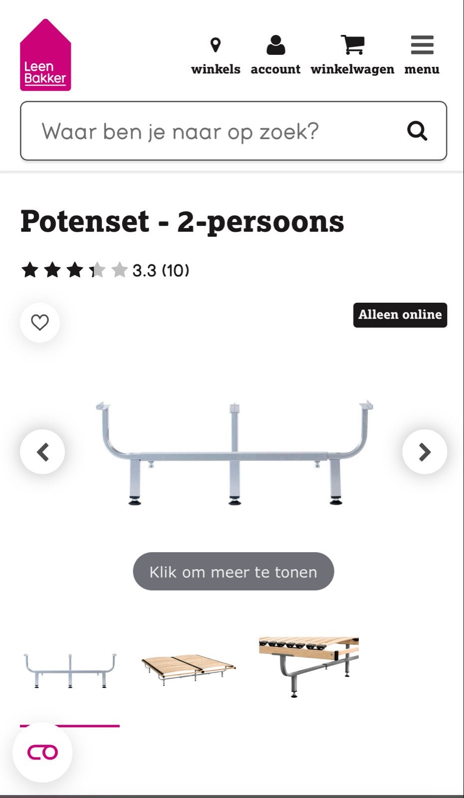 Potenset - 2-persoons bedpoten, Tweepersoons, Ophalen of Verzenden, Zo goed als nieuw, Overige maten