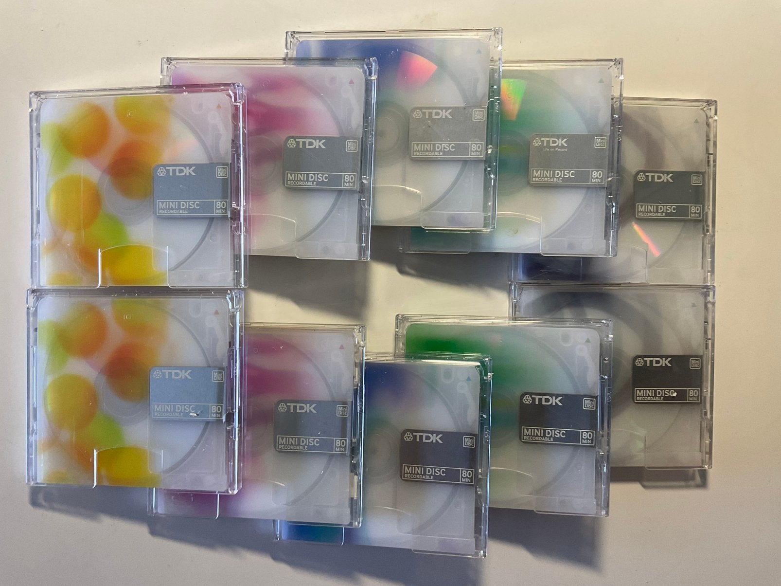 Minidisc’s   TDK COLOR COLECTION  10x als nieuw. 80 minuten, Ophalen of Verzenden