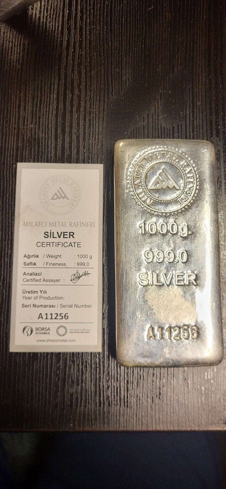 1000 gram puur zilveren baar (1 kg) - Ahlatci Metal, Postzegels en Munten, Ophalen of Verzenden, Zilver