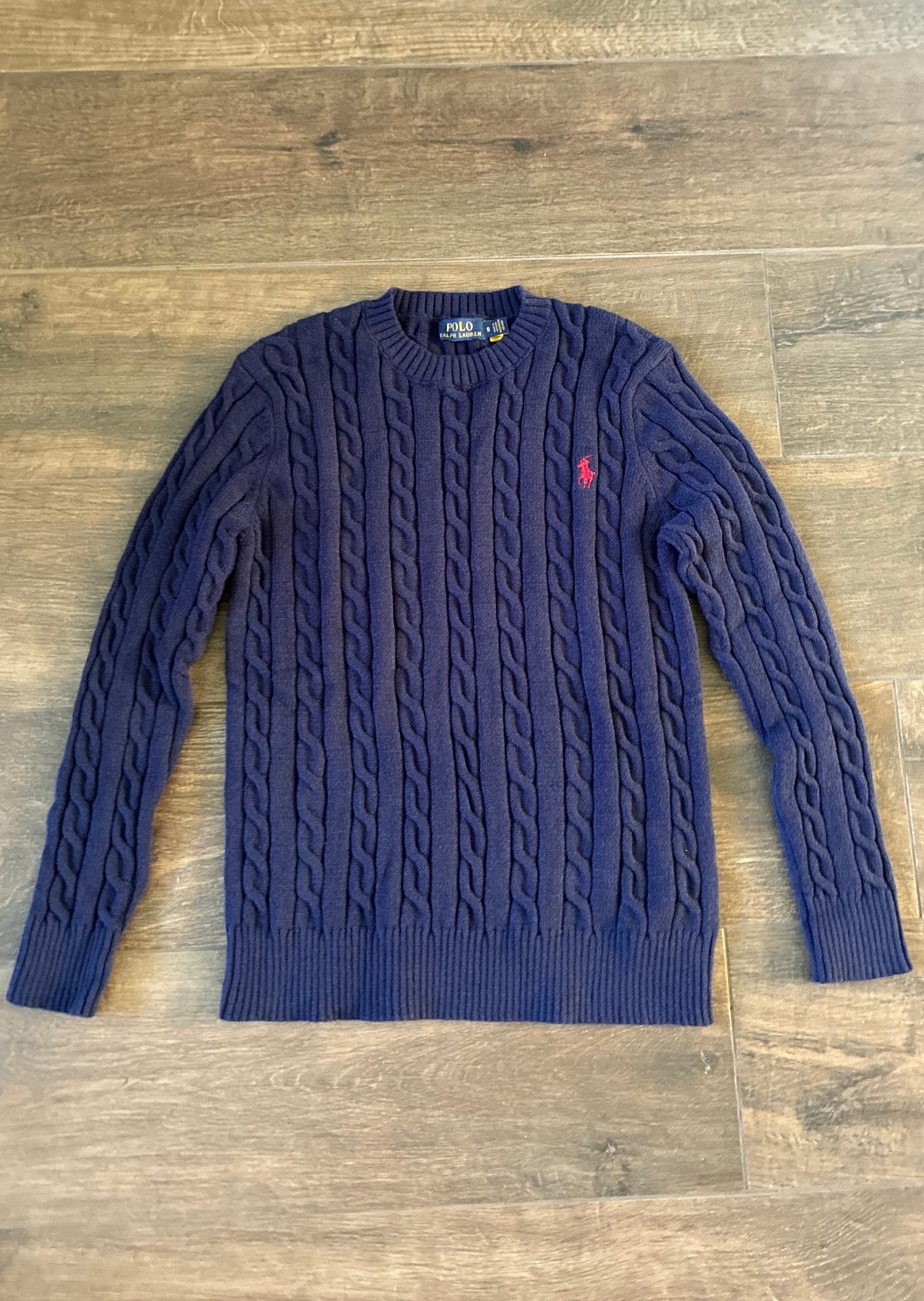 Ralph Lauren Polo kabelgebreide trui maat S, Ophalen of Verzenden, Zo goed als nieuw, Maat 46 (S) of kleiner, Blauw