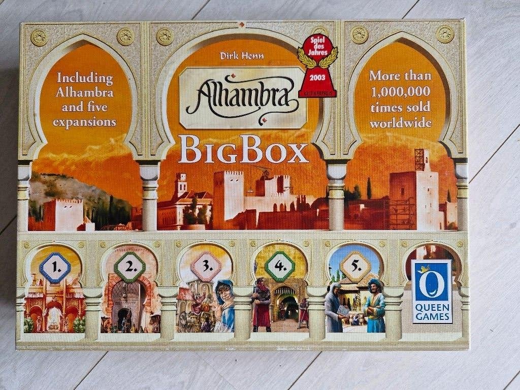 Big box Alhambra basisspel en 5 uitbreidingen, Hobby en Vrije tijd, Gezelschapsspellen | Bordspellen, Vijf spelers of meer, Ophalen of Verzenden