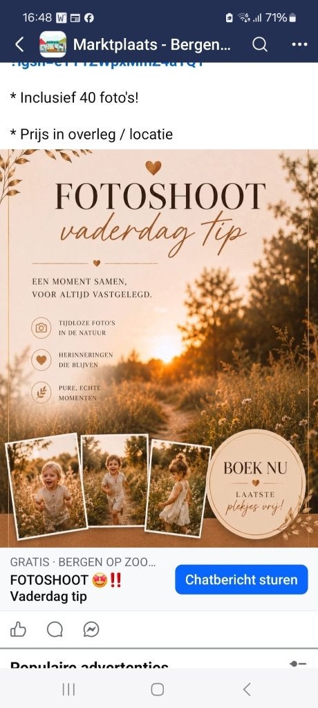 Mini FOTOSHOOT vaderdagtip, Verzenden
