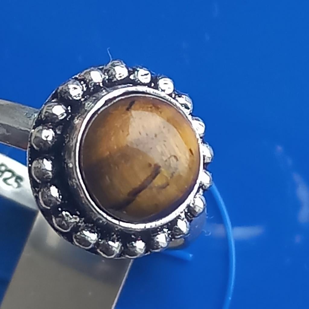 Zilveren ring met tijgeroog edelsteen, Sieraden, Tassen en Uiterlijk, Ringen, Ophalen of Verzenden, Zo goed als nieuw, 17 tot 18