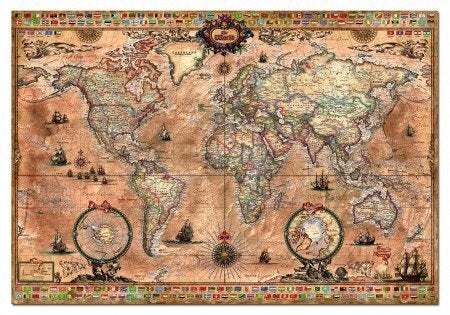 Educa - Antieke Wereldkaart - 1000 stukjes, Hobby en Vrije tijd, Denksport en Puzzels, Ophalen of Verzenden, 500 t/m 1500 stukjes