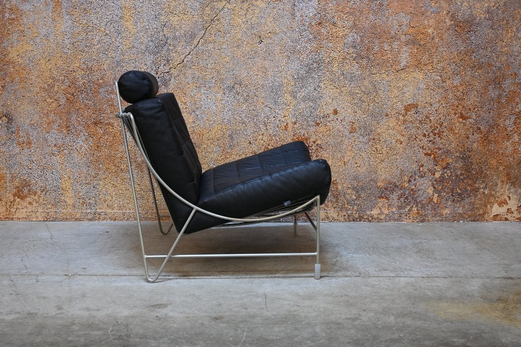 ZGANieuw zwart leren Leolux Volare design fauteuil, Leolux, Leolux, 75 tot 100 cm, Ophalen of Verzenden