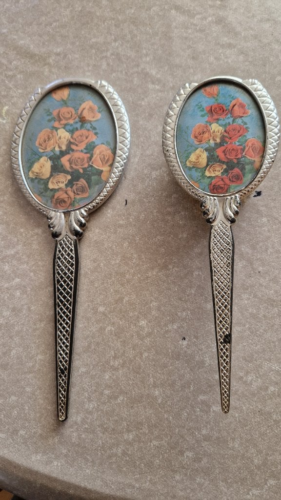 vintage handspiegel met haarborstel, Antiek en Kunst, Curiosa en Brocante, Ophalen of Verzenden