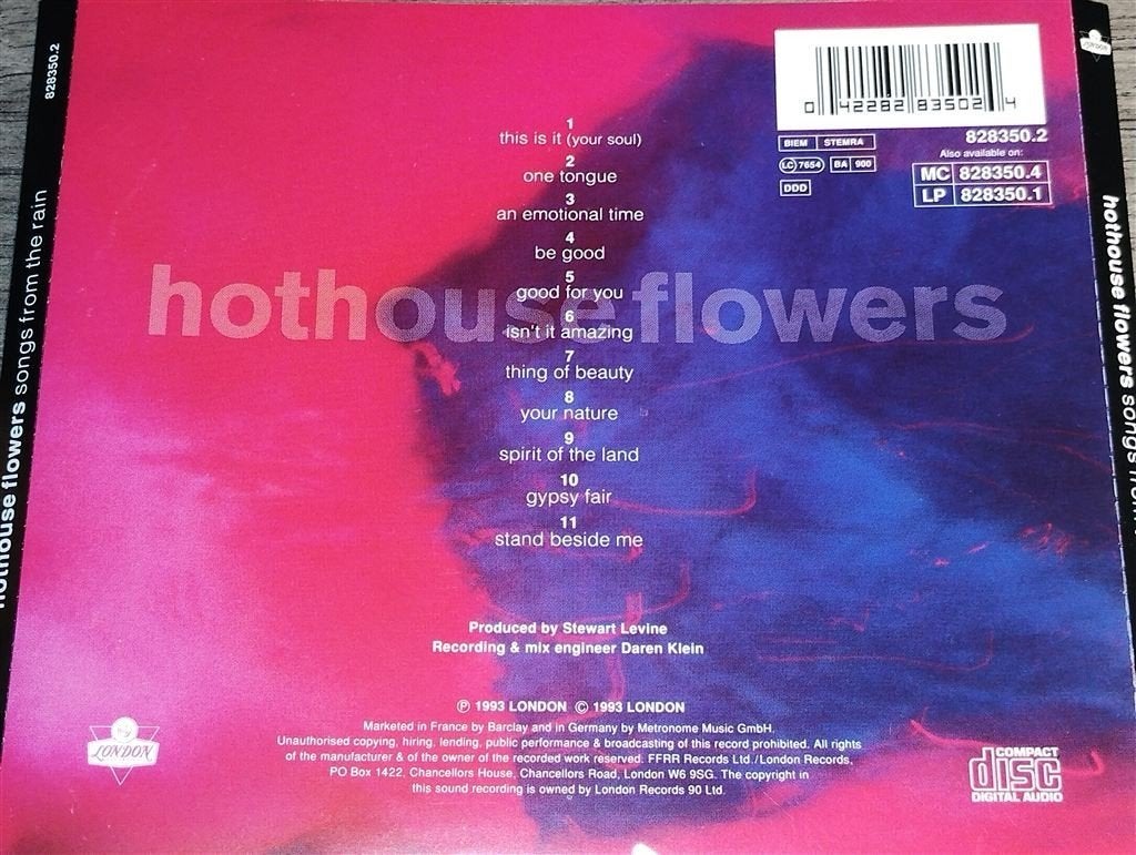 Hothouse Flowers - Songs from The Rain, Cd's en Dvd's, Ophalen of Verzenden, Zo goed als nieuw