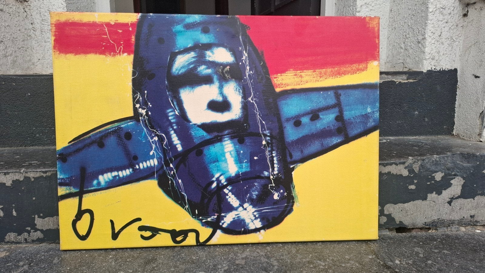 Herman Brood schilderij (replica) in goede staat 70cm x 50cm, Antiek en Kunst, Ophalen, Overig onderwerp, Print, Op houten frame