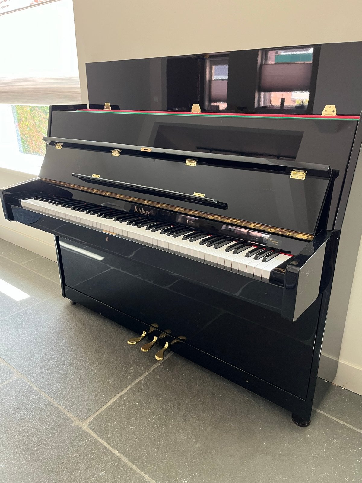 Richter Piano Hoogglans Zwart, Muziek en Instrumenten, Piano's, Ophalen, Gebruikt, Zwart, Piano