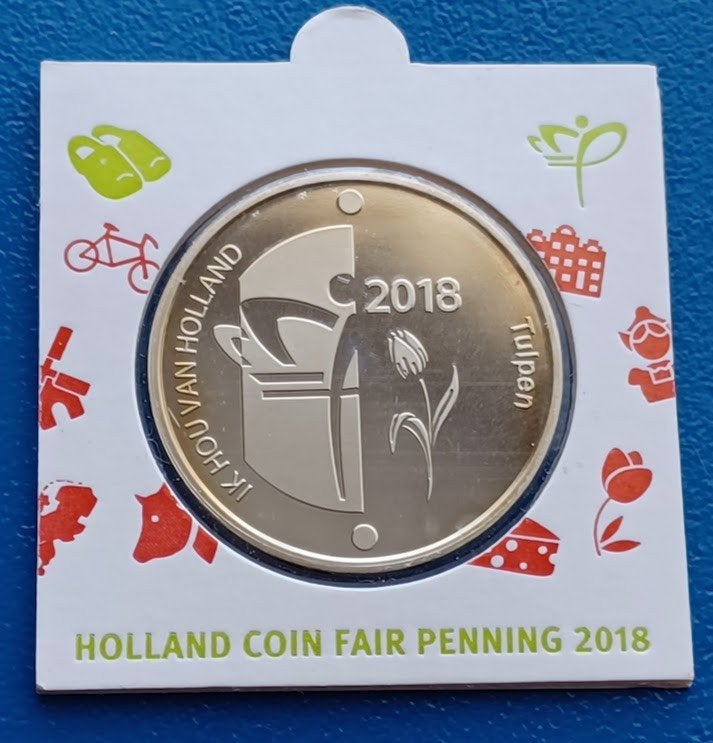 Holland Coin Fair Penning Tulpen 2018 in munthouder, Verzenden, Overige materialen, Nederland