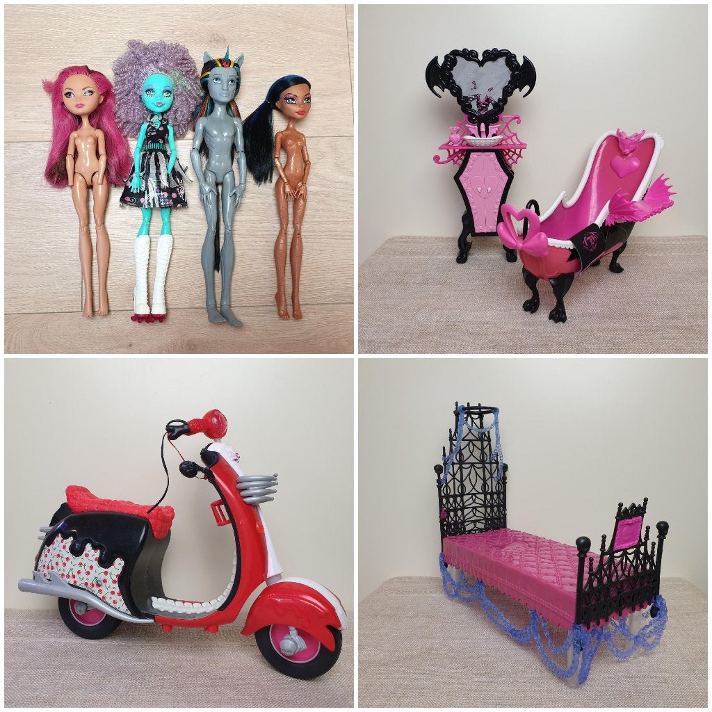 Monster High poppen set, Briar Beauty, Honey Swamp meubels, Verzamelen, Poppen, Ophalen, Gebruikt, Pop