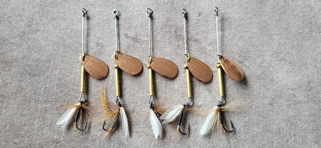 5x handgebouwde Bretton voorn baars spinners kunstaas, Ophalen of Verzenden, Nieuw, Kunstaas