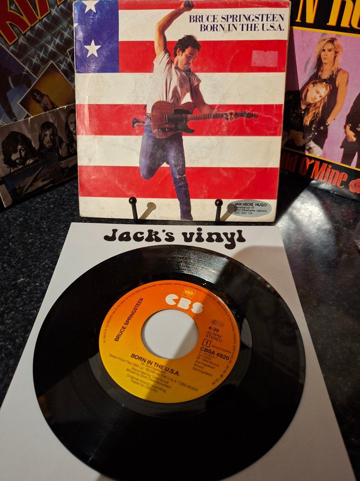 Bruce Springsteen - Born in the U.S.A. (Single) 1984, Cd's en Dvd's, Beschermende buitenhoes, Ophalen of Verzenden, Gebruikt, 7 inch