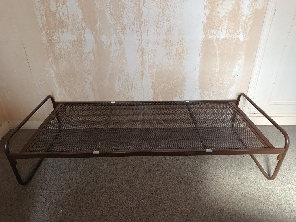 Bruin metalen bed 190x80, Ophalen, Gebruikt, Eenpersoons, Bruin