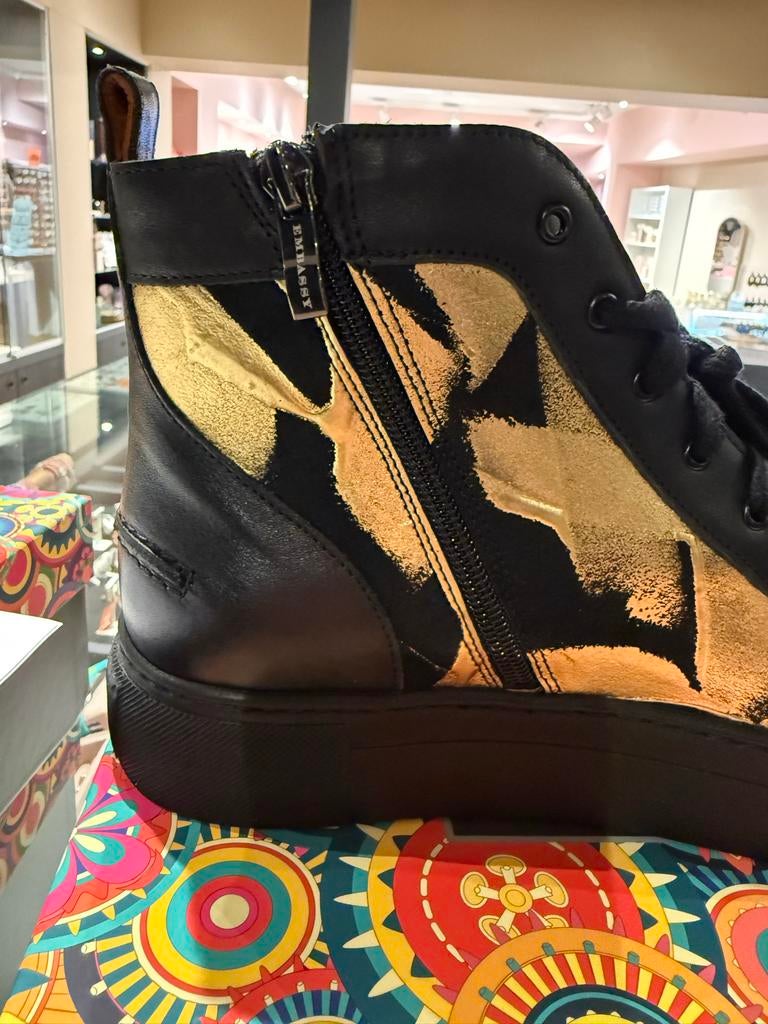 Embassy London Camilla High Sneakers Zwart Goud Maat 41, Ophalen of Verzenden, Nieuw, Zwart, Sneakers of Gympen