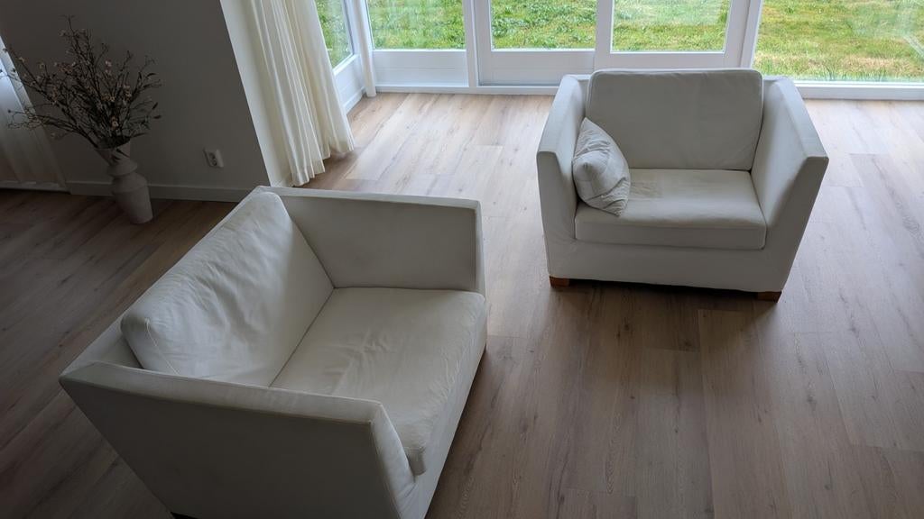 Ikea Stockholm Love saets fauteuils, Huis en Inrichting, Stoelen, Gebruikt, Twee, Stof, Wit, Ophalen