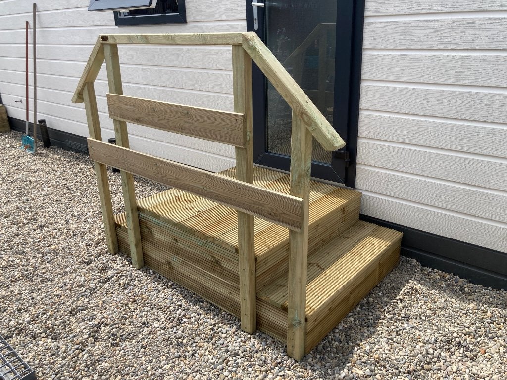 Robuuste opstap met bordes voor caravan, chalet, tinyhouse.., Ophalen of Verzenden, Nieuw