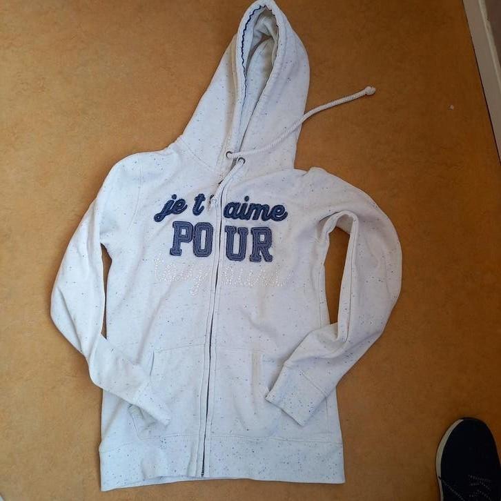 Vest met hoody wit  80 % katoen Maat: M merk Bien Bleu, Ophalen of Verzenden, Zo goed als nieuw, Maat 38/40 (M), Wit