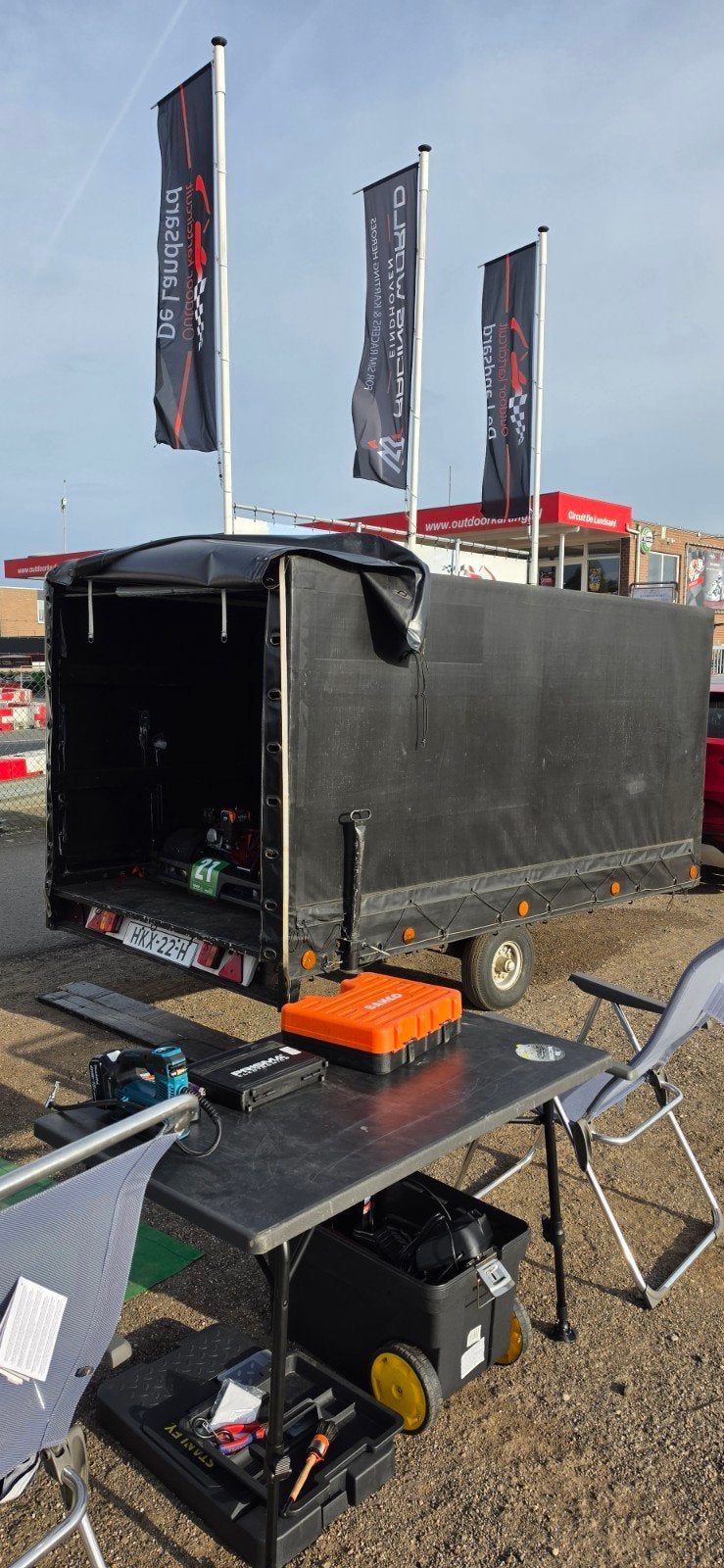 Gesloten aanhangwagen met huif - 170cm binnenkant, Auto diversen, Aanhangers en Bagagewagens, Ophalen, Gebruikt