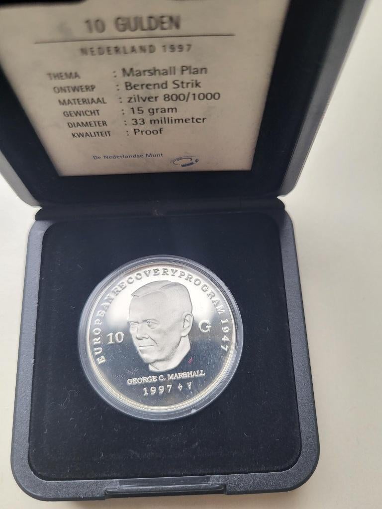 10 gulden herdenkingsmunt George C. Marshall, Postzegels en Munten, Munten | Nederland, Verzenden, Koningin Beatrix, 10 gulden