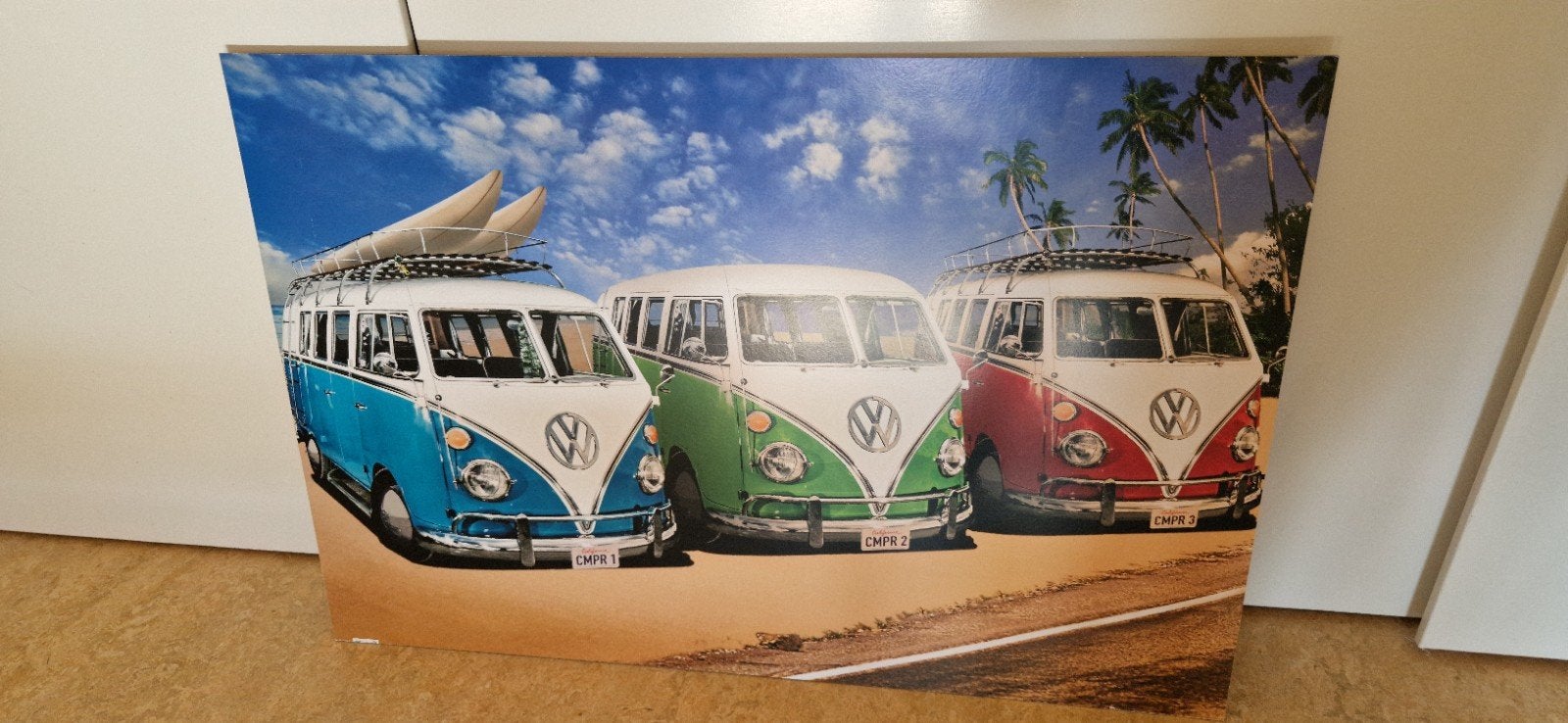 vw t 1 camper poster op hardboard, Verzamelen, Ophalen, Zo goed als nieuw, A1 t/m A3, Rechthoekig Liggend