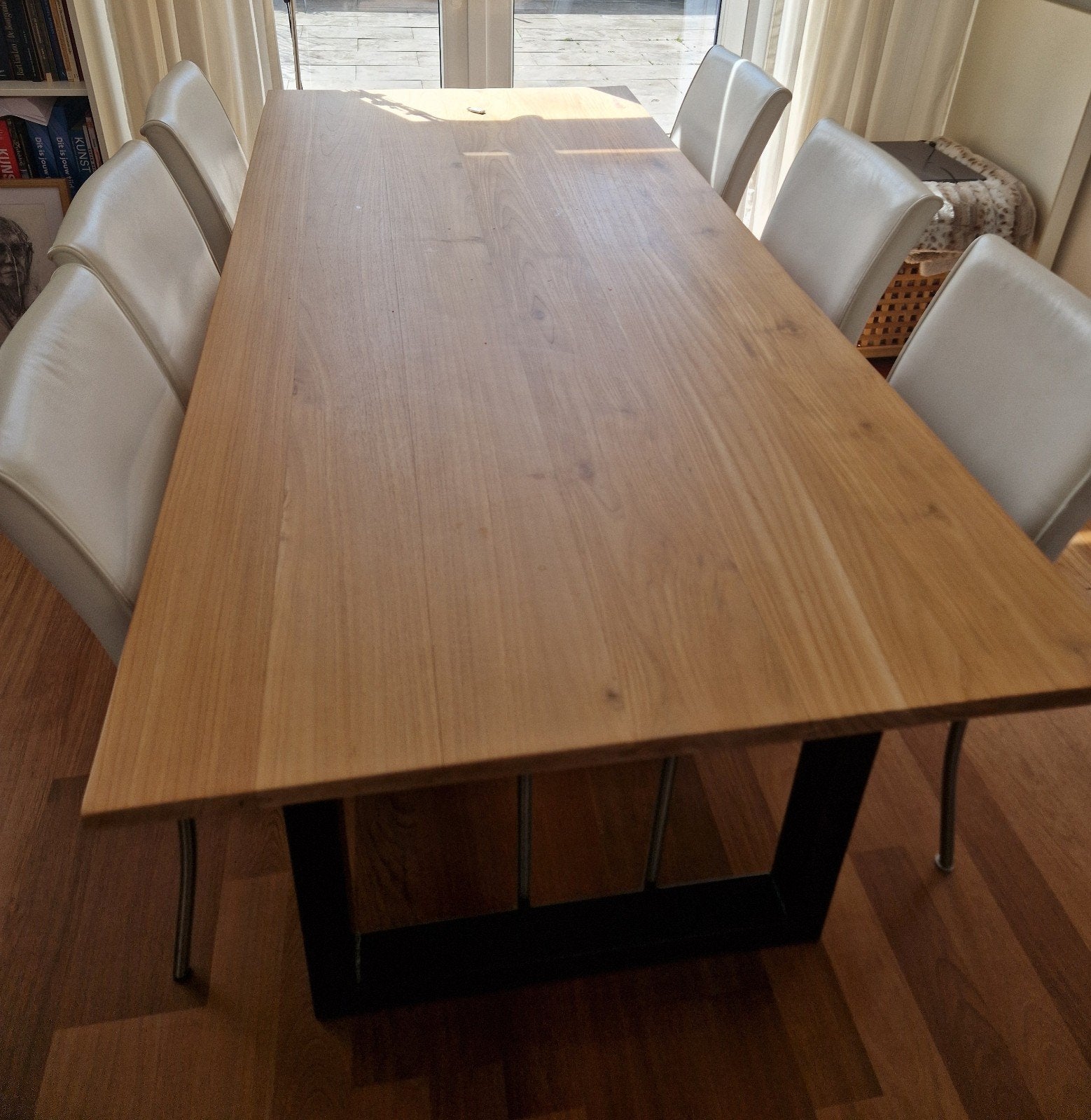 Teakhouten eettafel, Ophalen, 200 cm of meer, 50 tot 100 cm, Zo goed als nieuw