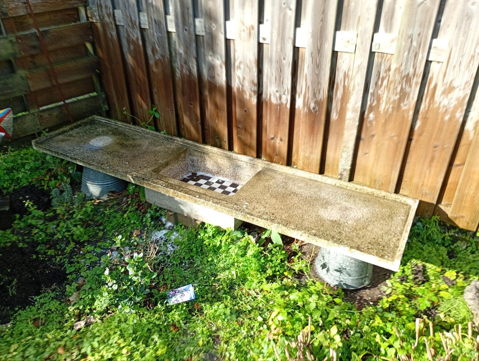 Betonnen graniet- look aanrechtblad met spoelbak voor buiten, Ophalen of Verzenden, Gebruikt