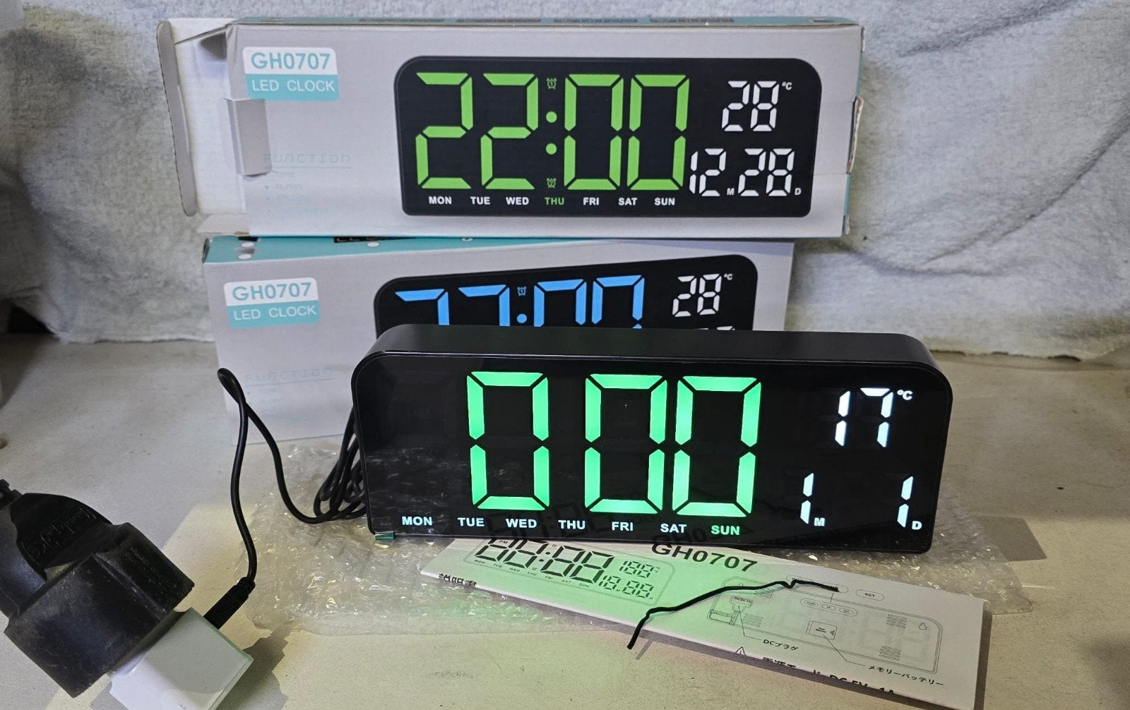 Led Clock met tijd, dag, datum, temperatuur, wekkerNIEUW, Ophalen of Verzenden, Nieuw