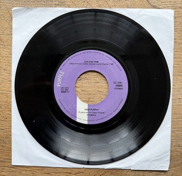Deep Purple - Child in Time/ Fireball/ Smoke on the water, Gebruikt, 7 inch, Pop, Beschermende buitenhoes