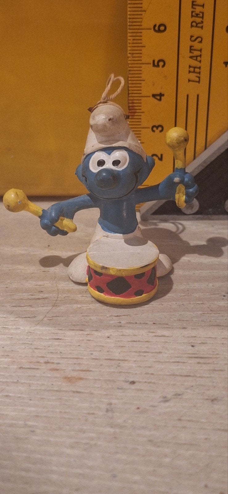 Smurf poppetje met trommel (001), Verzamelen, Gebruikt, Verschillende Smurfen, ., Ophalen of Verzenden