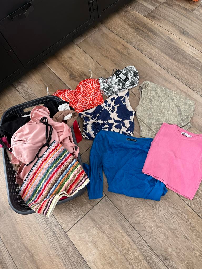 Zak met topjes, Kleding | Dames, Tops, Gedragen, Maat 36 (S), Overige kleuren, Zonder mouw, Ophalen