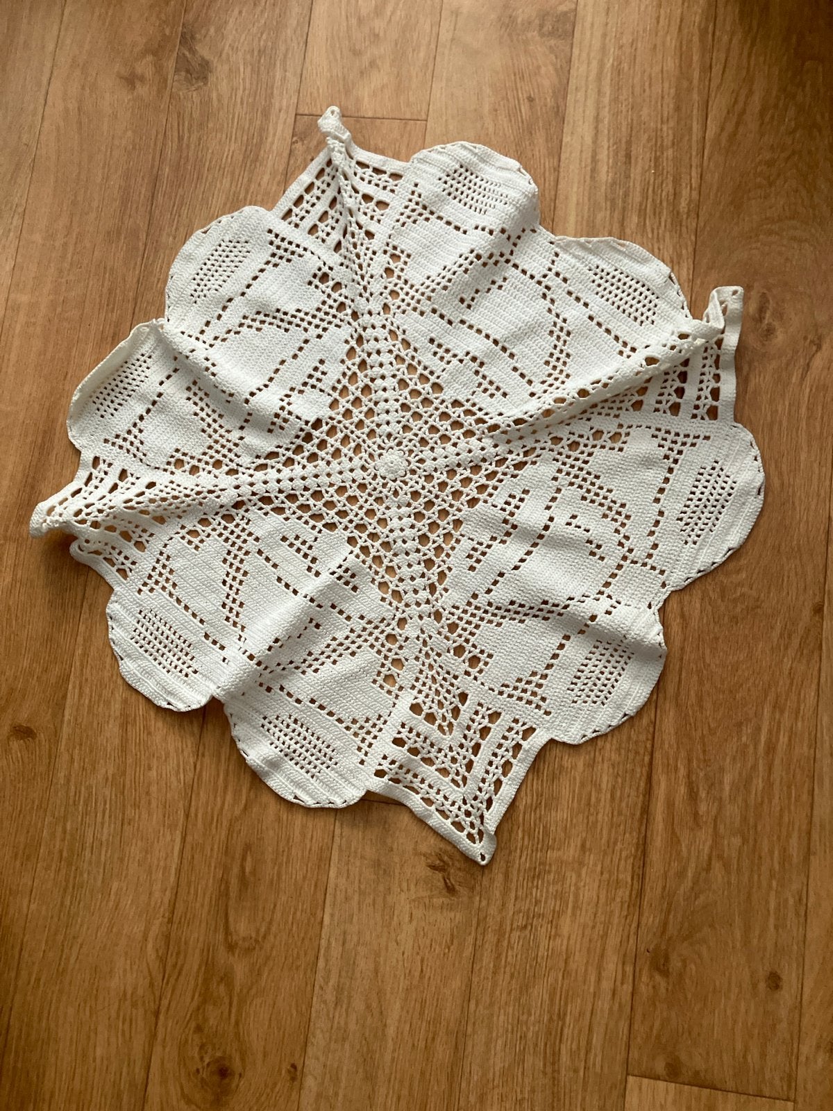 Handgemaakt gehaakt kleedje, wit, vintage stijl, Ophalen of Verzenden