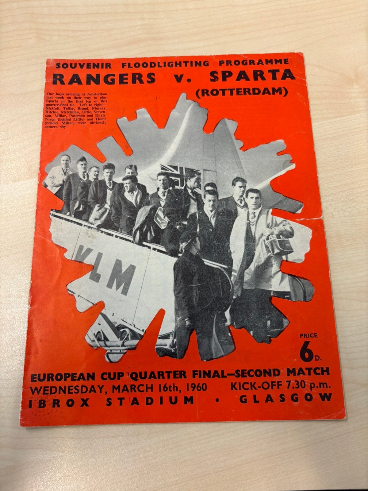 Glasgow Rangers - Sparta Rotterdam programmaboekje, Ophalen of Verzenden, Zo goed als nieuw, Sparta, Boek of Tijdschrift