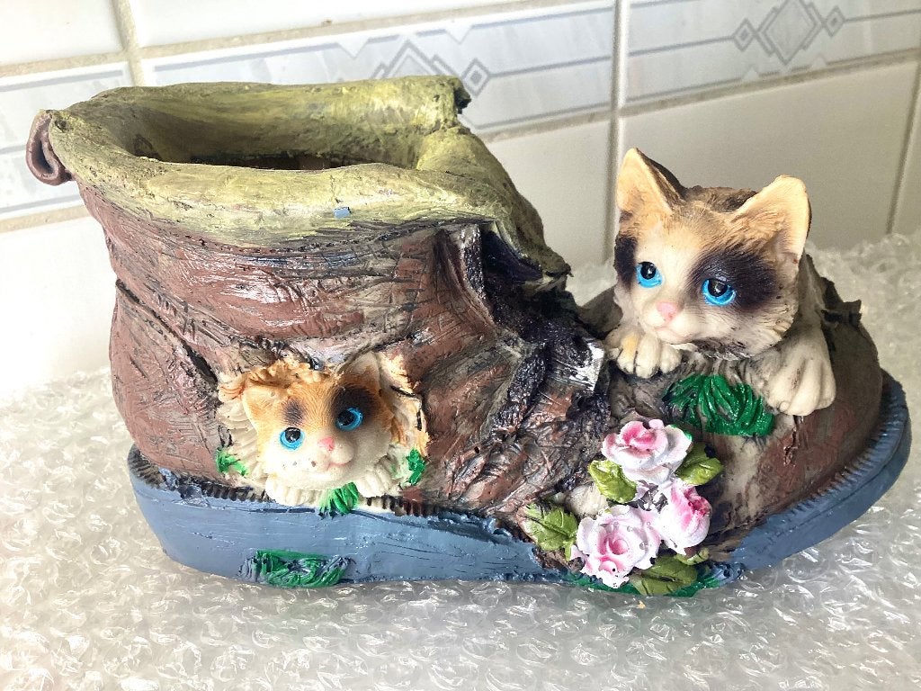 Leuke poezen schoen 🥾🐱bloempot, Kunststof, Minder dan 30 cm, Nieuw, Ophalen of Verzenden