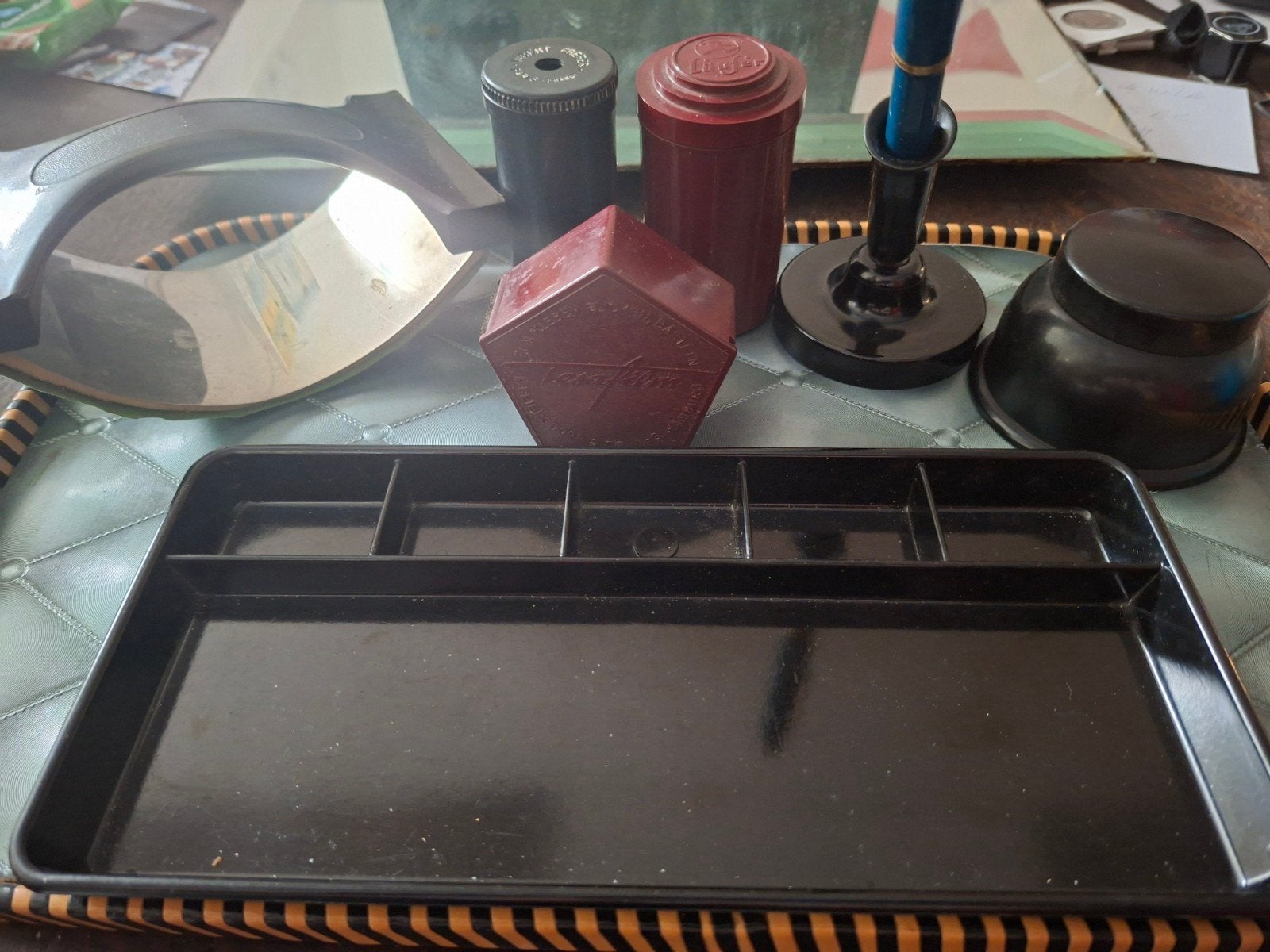 Vintage Kantoor Set Bakeliet (Helit, Tesafilm, Velos, Roma), Ophalen of Verzenden