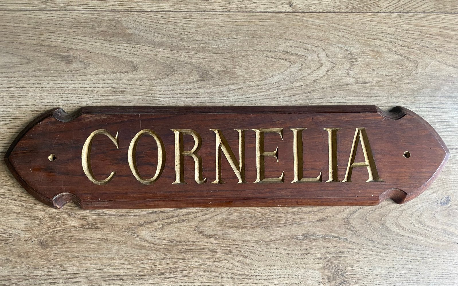 Prachtig Naambord ‘Cornelia’ Teak, Ophalen of Verzenden, Gebruikt
