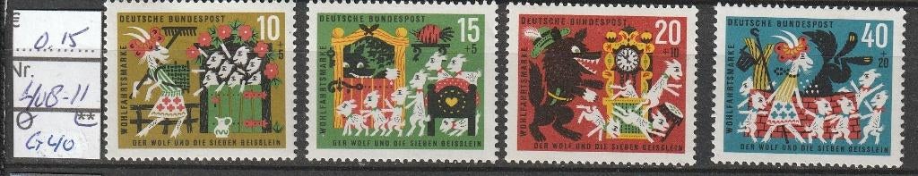 Bund Grimm: De Wolf en de 7 Geitjes Michel 408-11 Nr.G40p, Verzenden, BRD, Postfris