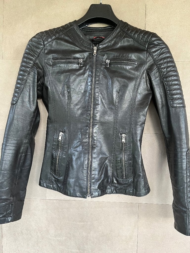 Leren jas dames, Zwart, Ophalen of Verzenden, Zo goed als nieuw, Froccella Donna
