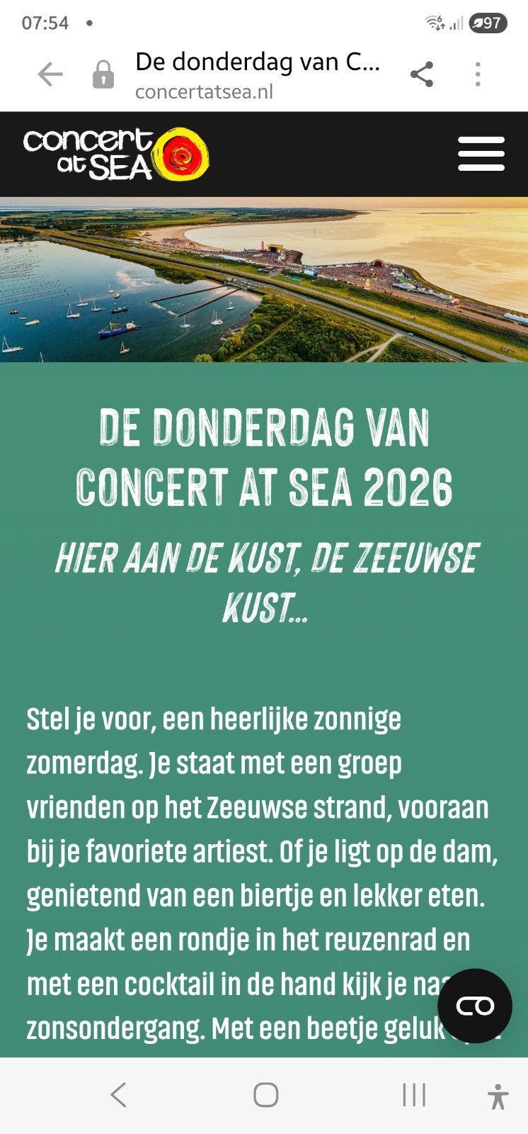 2 dagkaarten concert at sea te koop: €170, Donderdag 25 juni, Twee personen, Juni