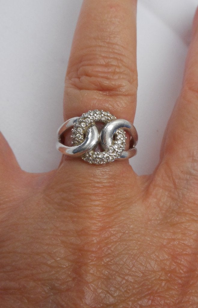 Mooie zilveren ring met steentjes maat 16.5 nr.192, Verzenden, Dame, Zilver, Zilver